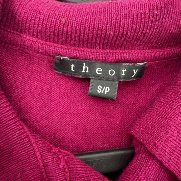 Theory Magenta Cashmere Blend Collared Cardigan Sweater Womens Small - Picture 2 of 5